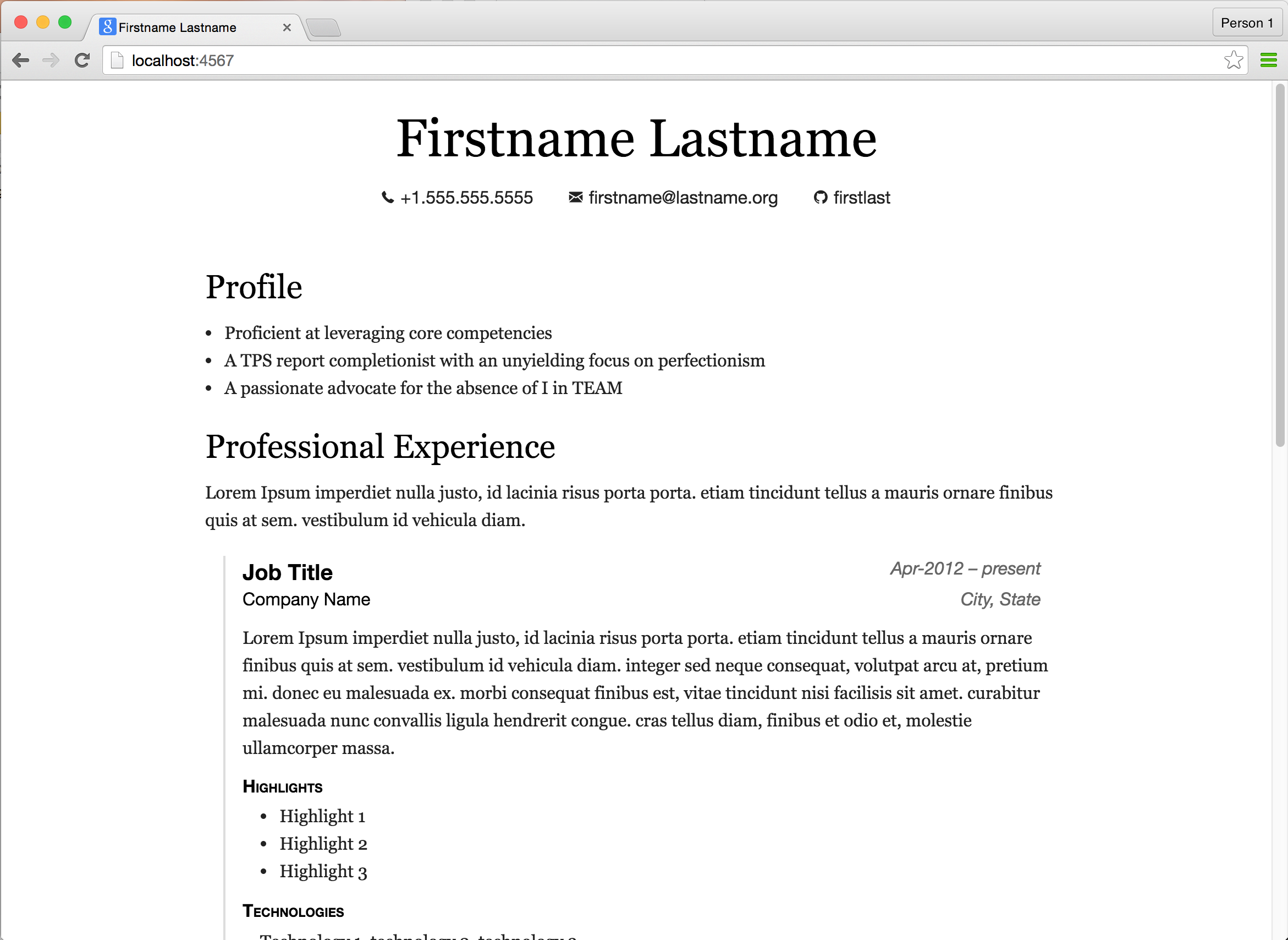 Resume Desktop